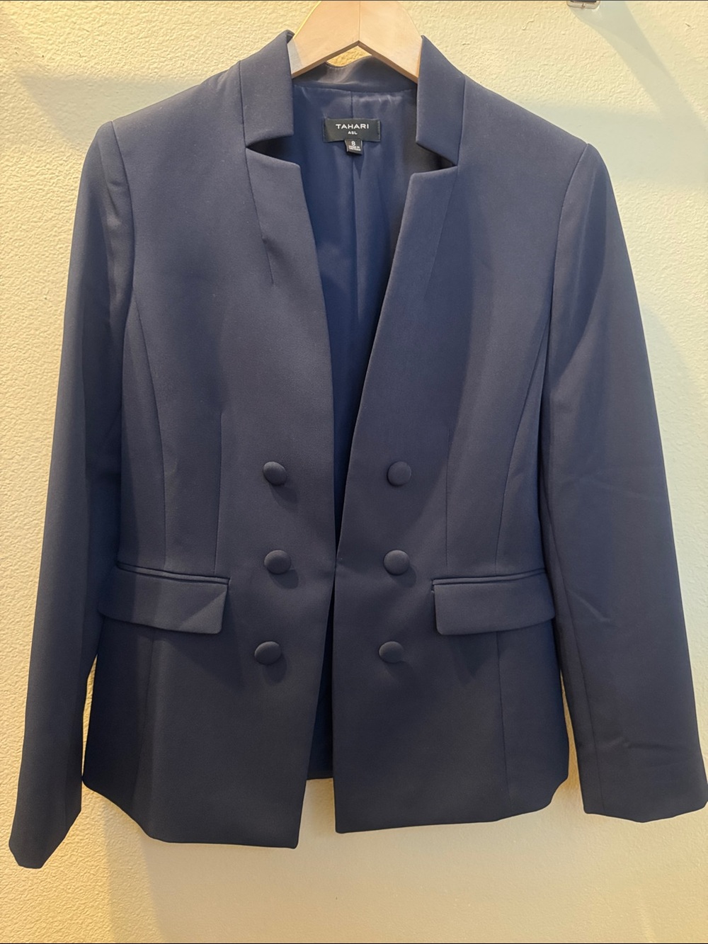 Tahari Midnight Navy Double-Breasted Suit Jacket